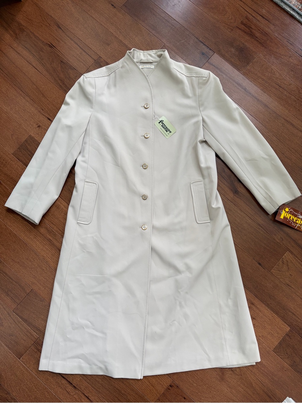 Vintage 70s Forecaster of Boston Ivory Trench Coat NWT Size 13/14